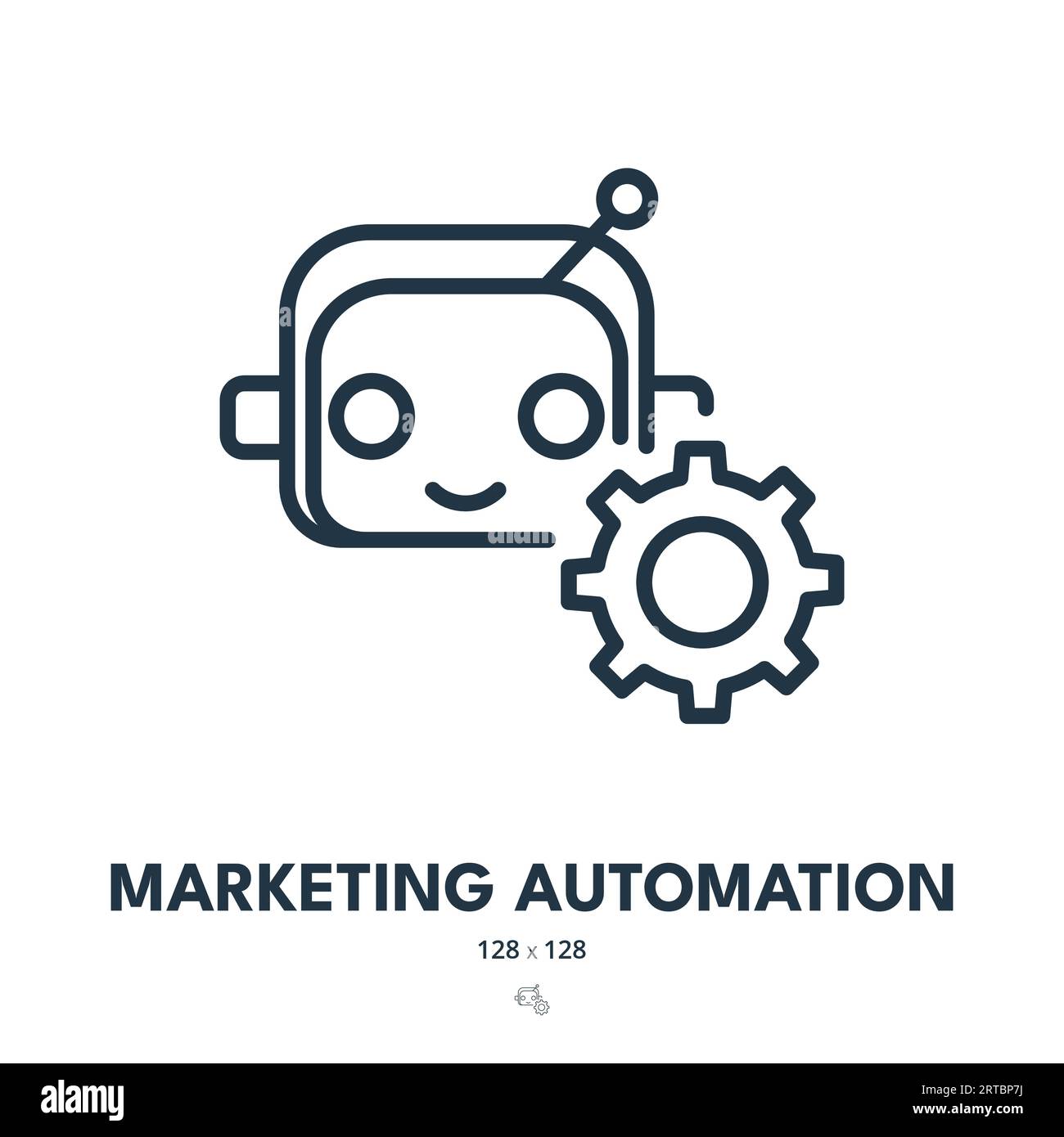 Icône Marketing Automation. Campagne, numérique, robot. Contour modifiable. Icône vecteur simple Illustration de Vecteur