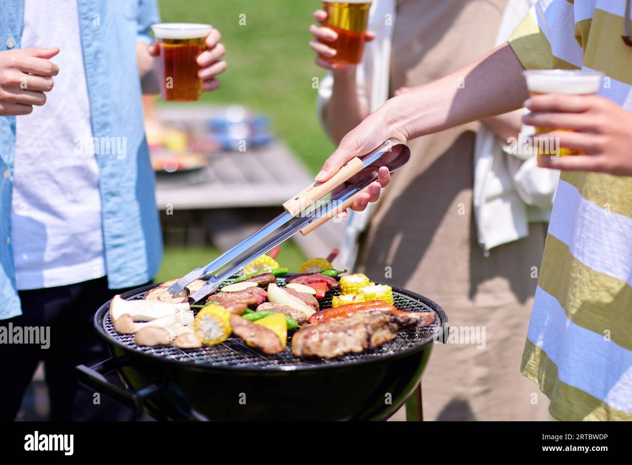 Japonais ayant barbecue au parc de la ville Banque D'Images