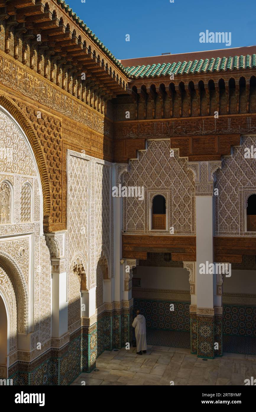 Afrique du Nord. Maroc. Marrakech. Madrasa Ben Youssef. La madrassah la plus grande et la plus importante du Maroc Banque D'Images