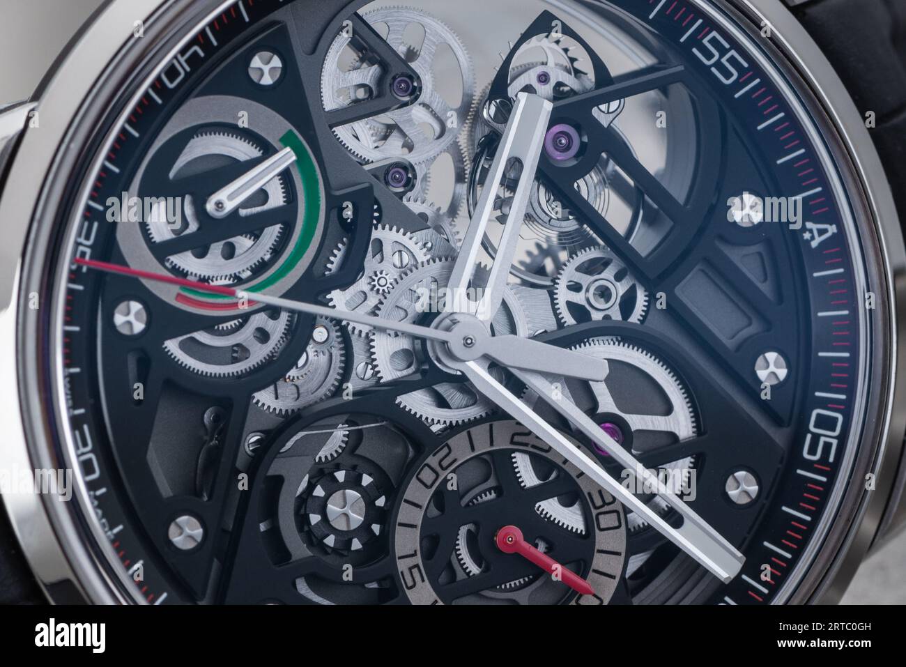 Diverses montres par Angelus Watch Manufacture en Suisse. Banque D'Images