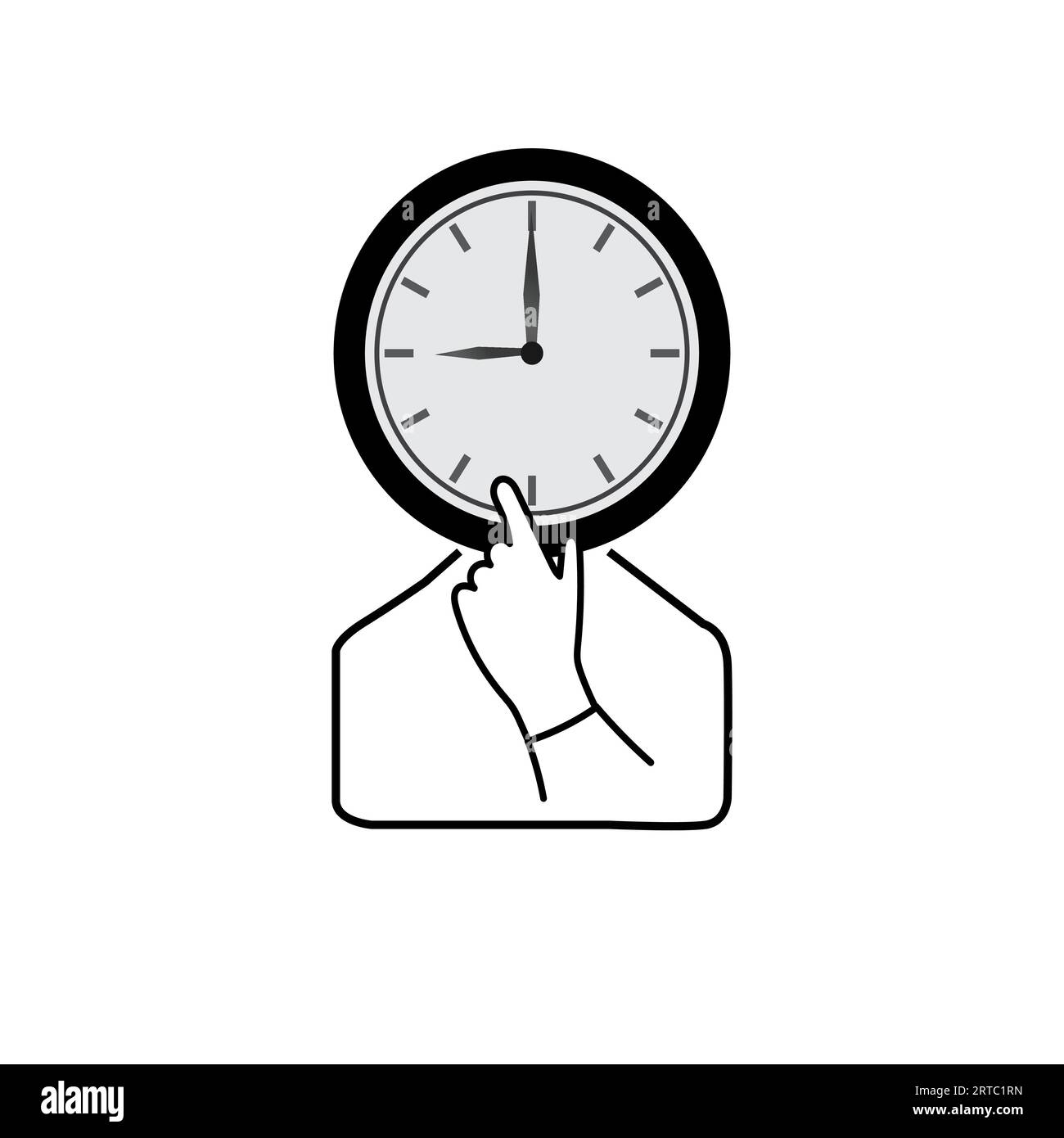 Caractère d'une personne avec une horloge au lieu de la tête Illustration de Vecteur