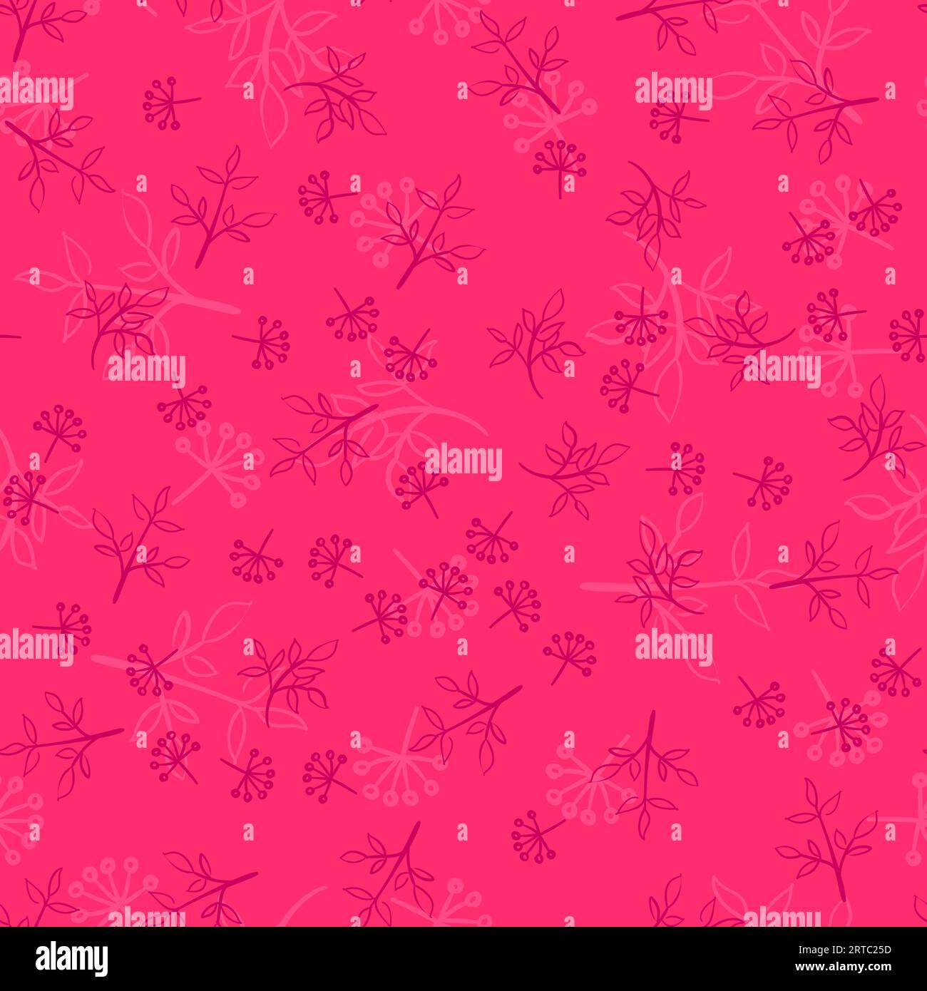 Motif floral vectoriel dessiné à la main sans couture, fond rose vibrant Illustration de Vecteur