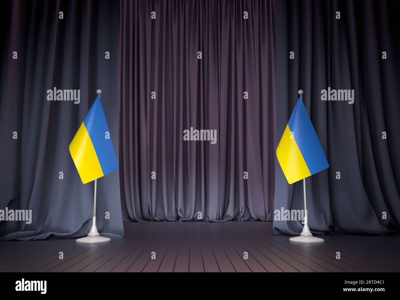 Drapeau d'État de l'Ukraine - drapeau national jaune et bleu. Un travail de conception visuelle - (rendu 3D) Banque D'Images