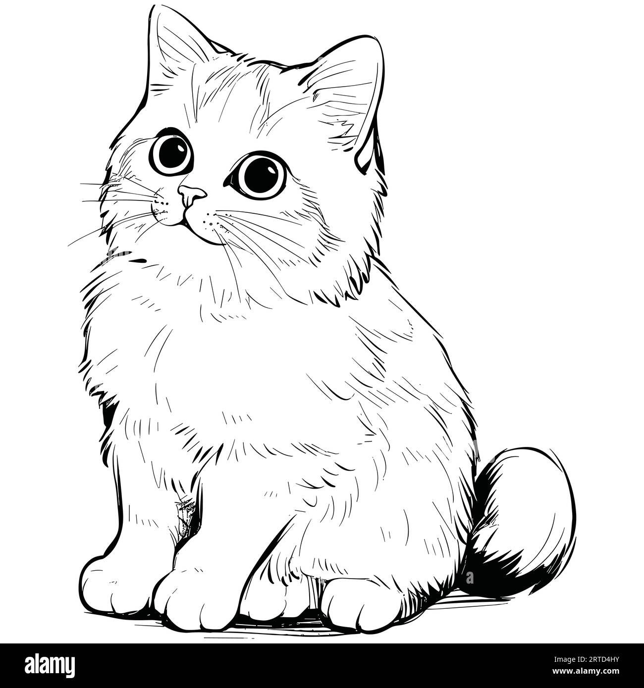 Cat simple vecteur siple noir blanc Illustration de Vecteur