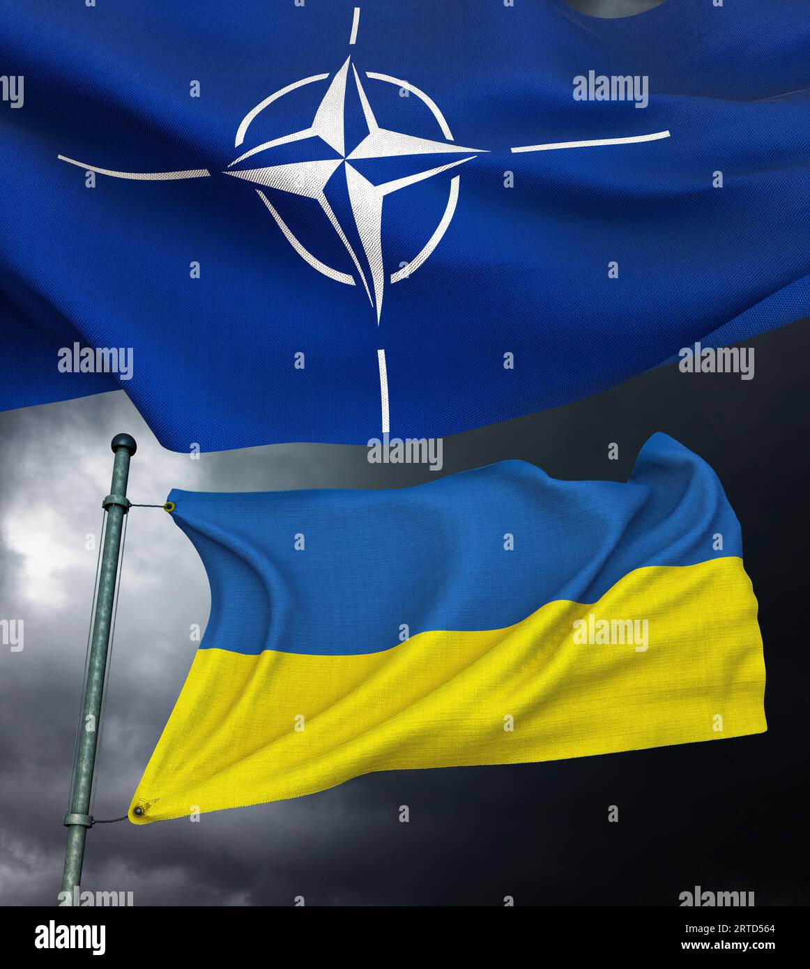 Drapeau d'État de l'Ukraine - drapeau national jaune et bleu. Un travail de conception visuelle - (rendu 3D) Banque D'Images