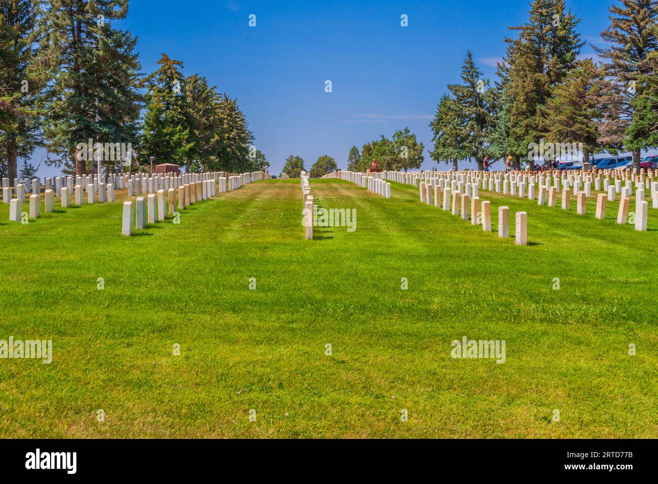 Cimetière commémoratif militaire du 7th Cavalry au Little Bighorn Battlefield National Monument dans le Montana. Monument national du champ de bataille de Little Bighorn. Banque D'Images