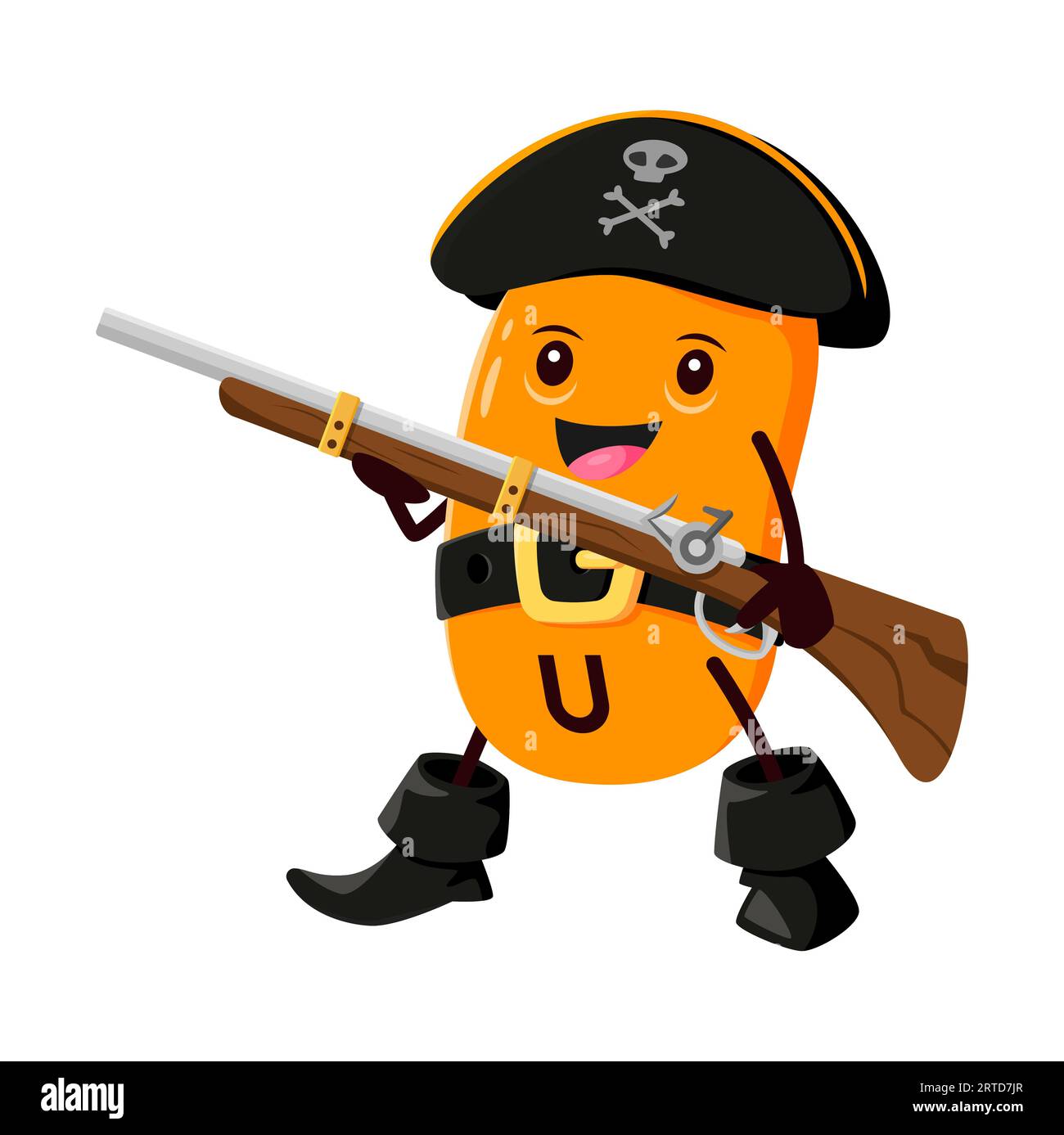 Dessin animé vitamine U, micronutriments pirate ou personnage corsaire. Capsule rover isolée de sméthylméthionine vecteur. Buccan de complément alimentaire drôle et unique Illustration de Vecteur