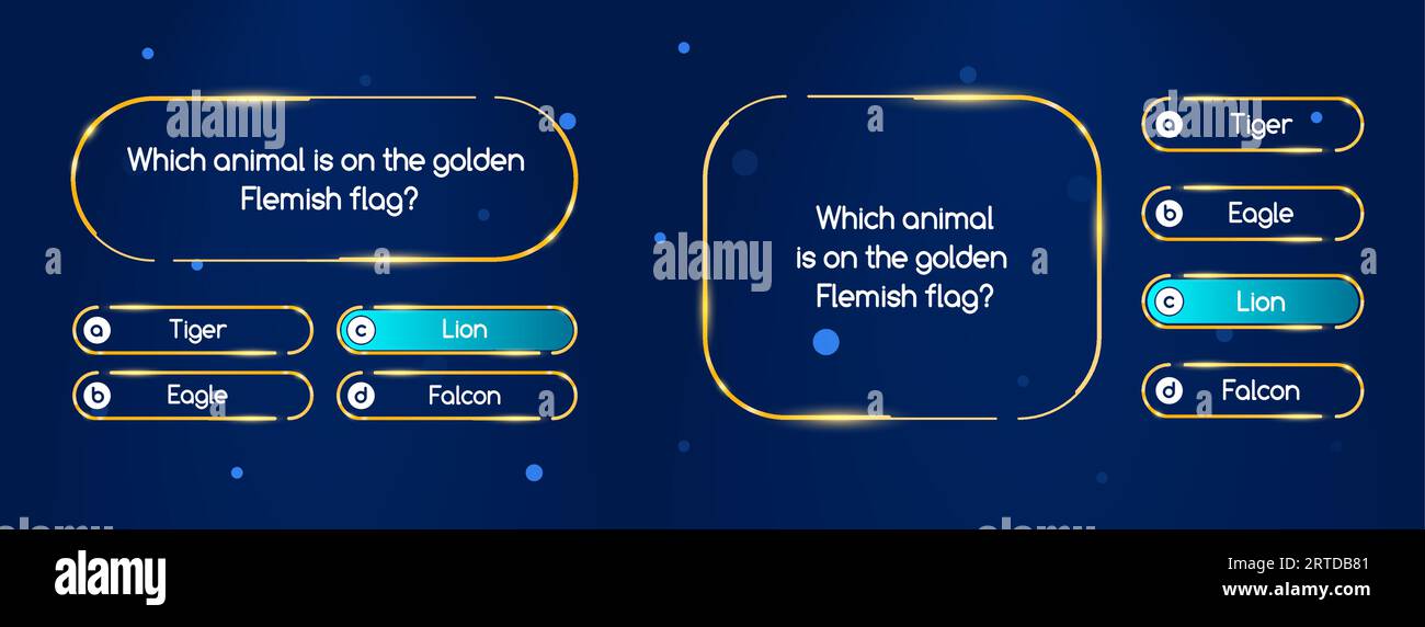 Questions du quiz et choix du menu test. Interface vectorielle du jeu cognitif numérique moderne pour ordinateur ou téléphone mobile. Écran de moniteur avec processus de choix de la bonne option parmi offert Illustration de Vecteur