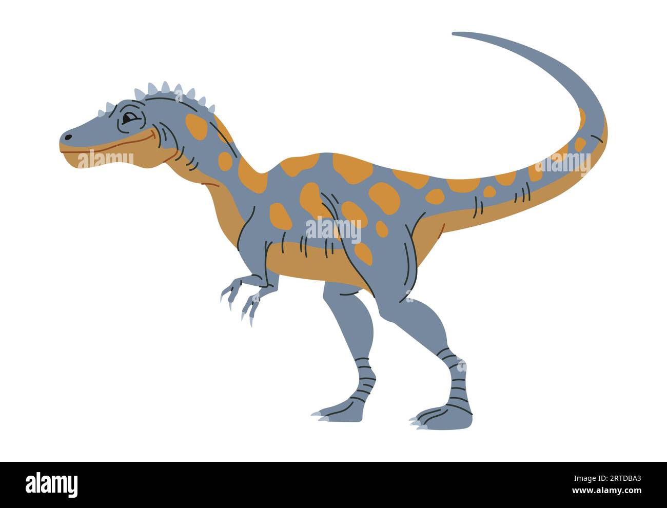 Jouet drôle pour enfants dino bébé, dinosaure enfantin tyrannosaurus. Vecteur Carnotaurus théropode repéré dinosaure caractère animal de la région préhistorique Illustration de Vecteur