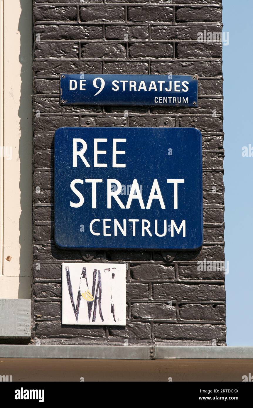 Plaque de rue à Amsterdam, Pays-Bas Banque D'Images