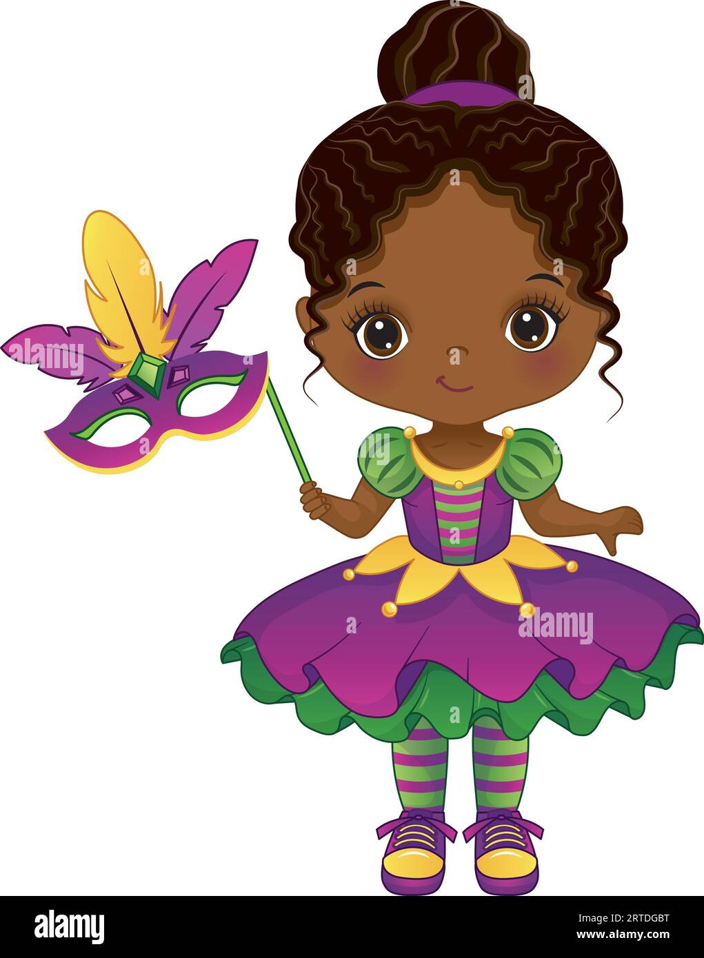 Vecteur Cartoon Mardi gras Black Girl Illustration de Vecteur