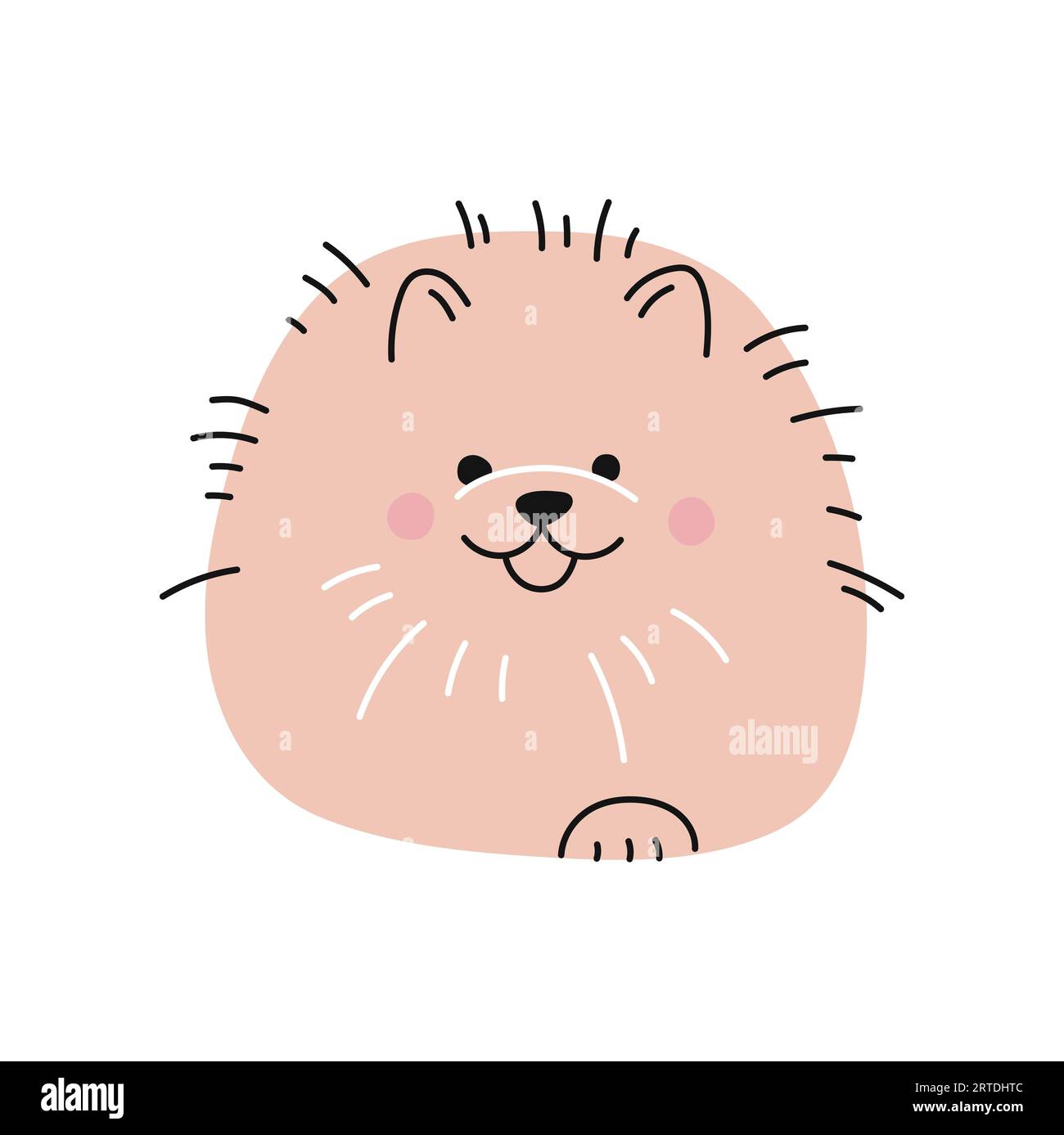 Pomeranian spitz chien mignon chiot animal personnage. Vecteur drôle animal doodle, conception de personnage de chiot de dessin animé. Vecteur adorable chien allemand spitz portrait Illustration de Vecteur