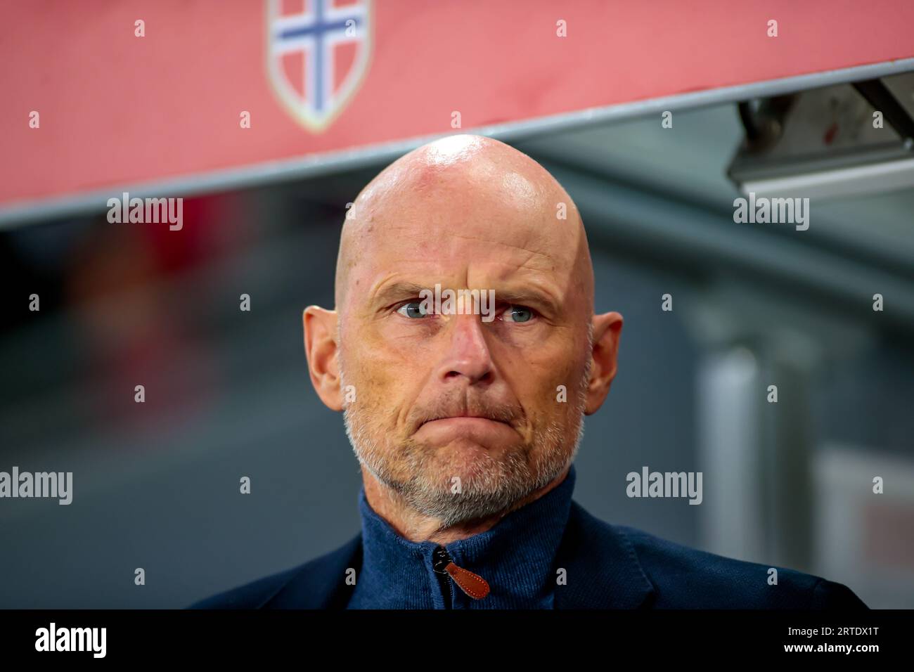 Oslo, Norvège, 12 septembre 2023. L'entraîneur norvégien Ståle Solbakken avant le match de qualification pour l'Euro 2024 entre la Norvège et la Géorgie au Ullevål Stadium d'Oslo. Crédit : Frode Arnesen/Alamy Live News Banque D'Images