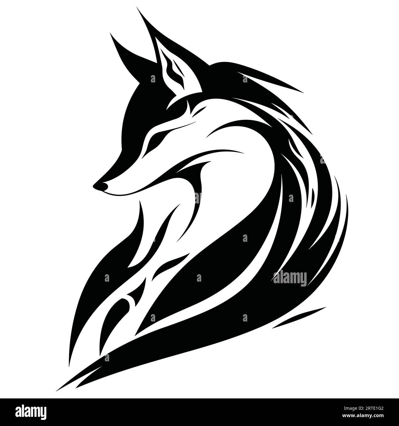 Fox simple vecteur simple noir et blanc Illustration de Vecteur