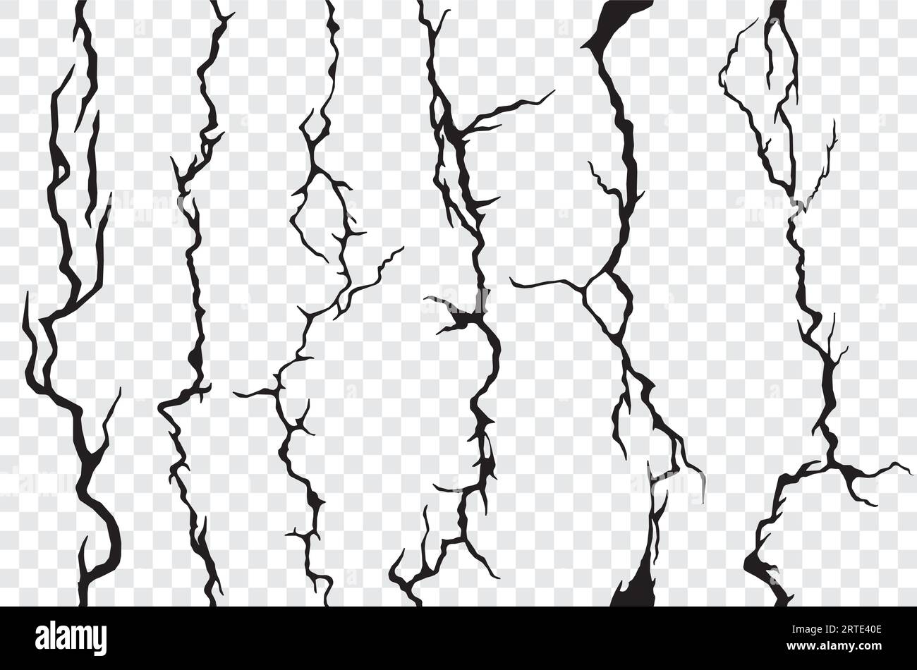 Fissures sans couture dans le mur, plâtre ou sol, fond transparent. Vecteur texture fissurée ou cassée de pierre, de sol, de marbre ou de ciment, motif grunge avec fissures, fentes, fissures et craquelures Illustration de Vecteur