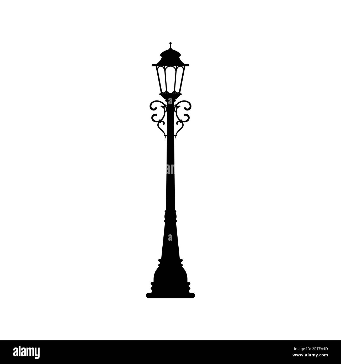Pied de lampadaire isolé vieux lampadaire sur le pilier. Lampe vectorielle avec décoration forgée, objet d'éclairage de rue, lampadaire antique, lampadaire Illustration de Vecteur