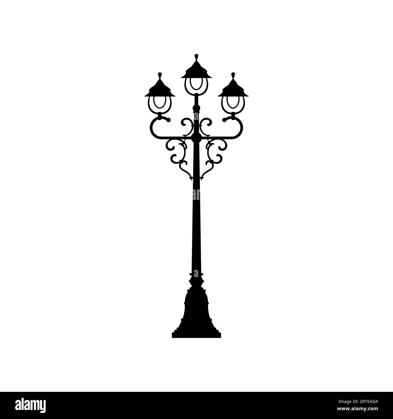 Colonne de lampe à gaz vintage, objet d'éclairage extérieur avec des éléments décoratifs forgés lampadaire vintage isolé. Ancien lampadaire de rue, pilier de poteau Illustration de Vecteur