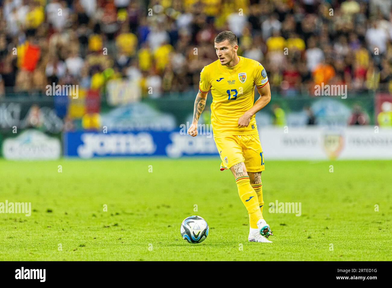 Valentin Mihaila de Roumanie lors de l'UEFA Euro 2024, qualifications européennes, match de football du groupe I entre la Roumanie et le Kosovo le 12 septembre 2023 à l'Arena Nationala de Bucarest, Roumanie Banque D'Images