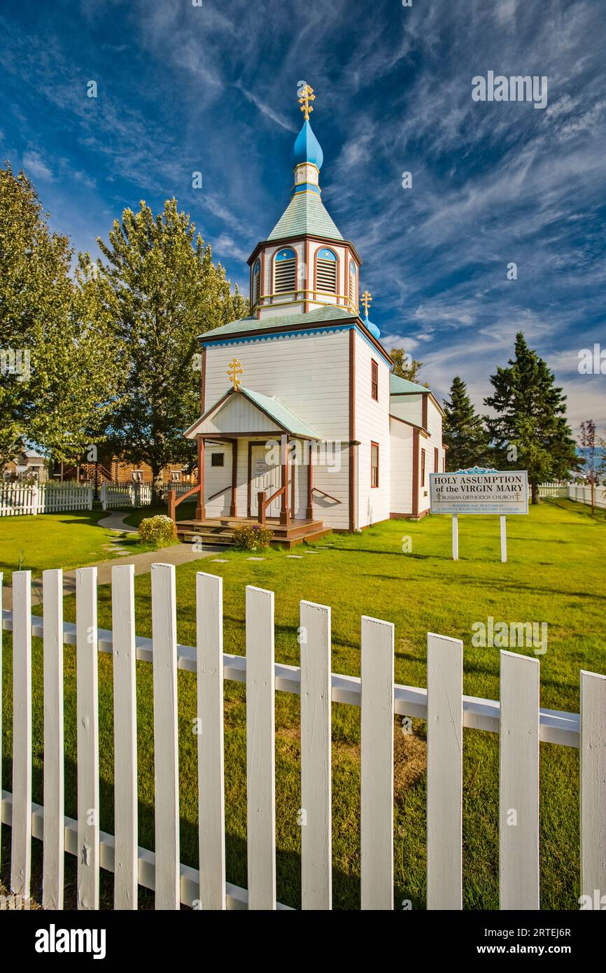 Église orthodoxe de la Sainte Assomption de la Vierge Marie de Kenai, péninsule de Kenai, Alaska, États-Unis ; Alaska, États-Unis d'Amérique Banque D'Images