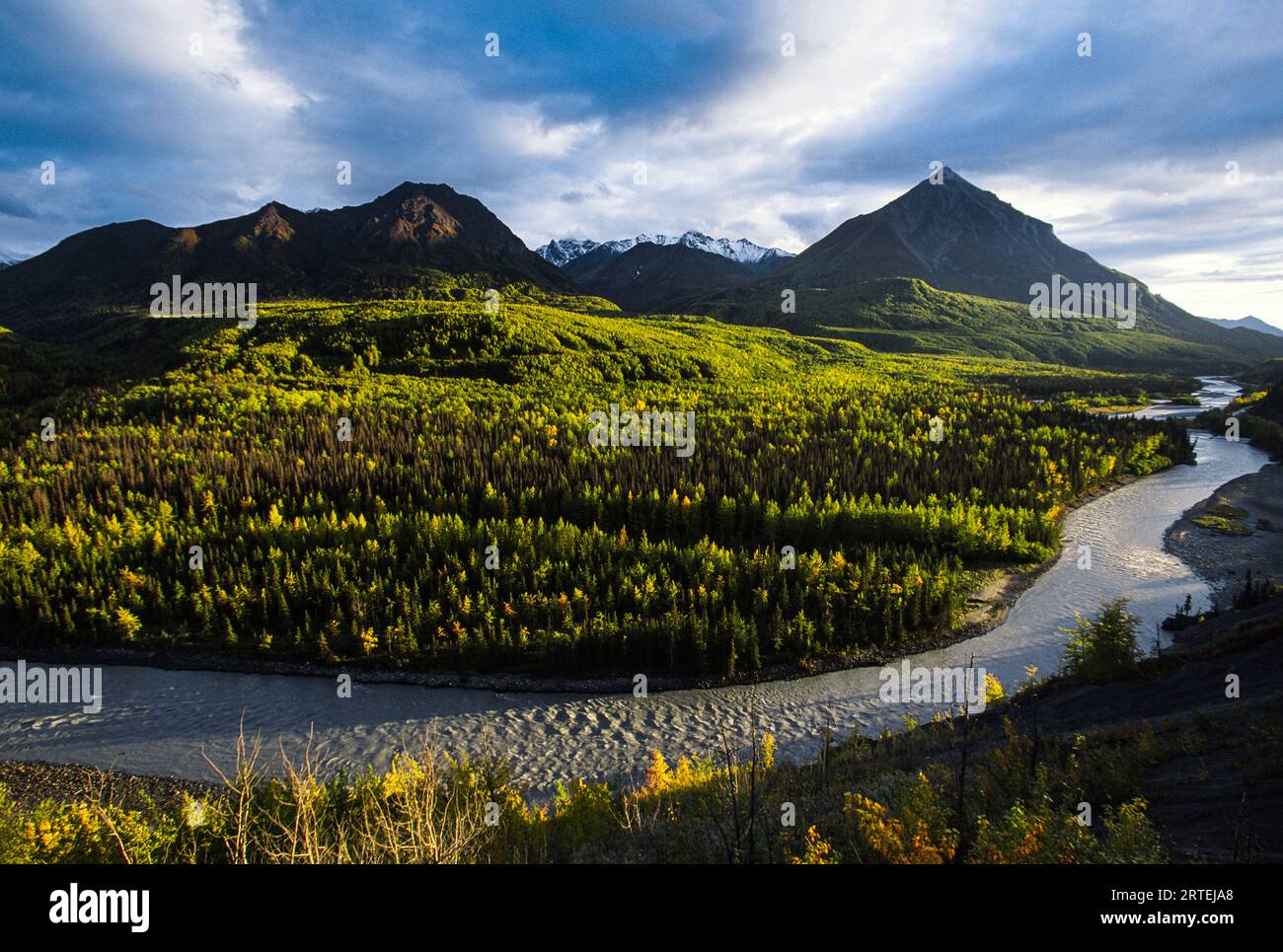 Serpents fluviaux traversant la vallée de Matanuska-Susitna ; Alaska, États-Unis d'Amérique Banque D'Images