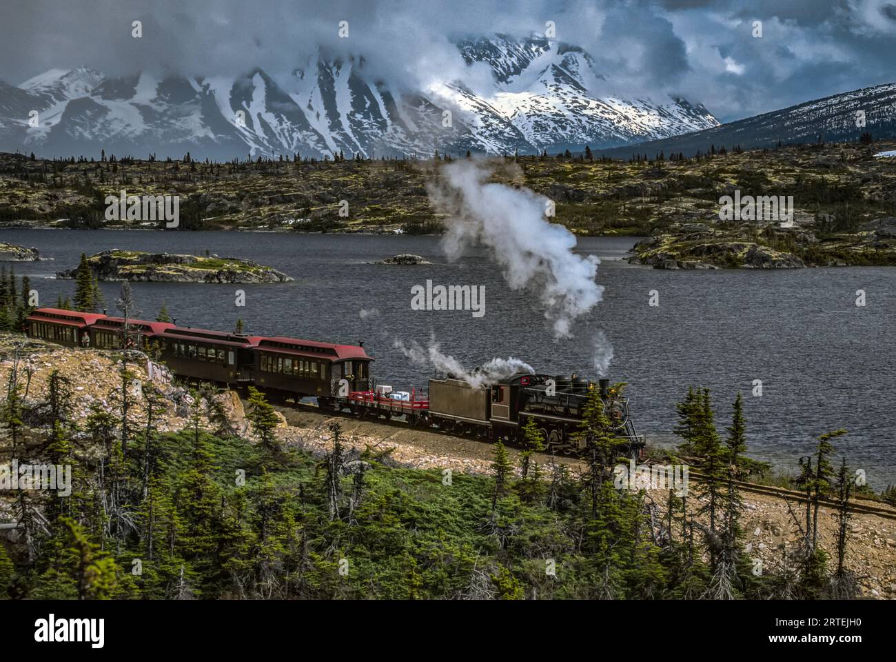 Chemin de fer à voie étroite White Pass and Yukon route ; Klondike, Alaska, États-Unis d'Amérique Banque D'Images