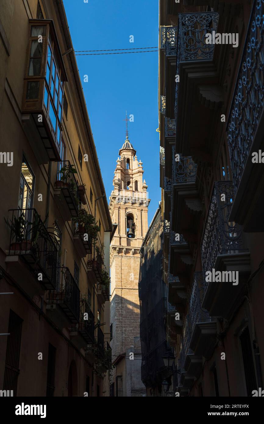 Espagne, Valence, clocher de l'église de St. Thomas et St. Philip Neri Banque D'Images