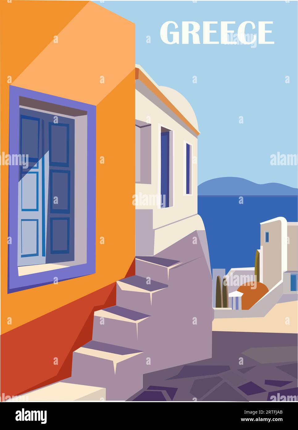Greece Travel destination Poster dans un style rétro. Illustration de Vecteur