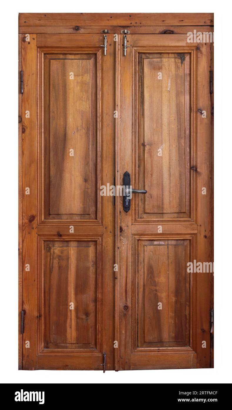 Vieille porte en bois isolé sur blanc Banque D'Images