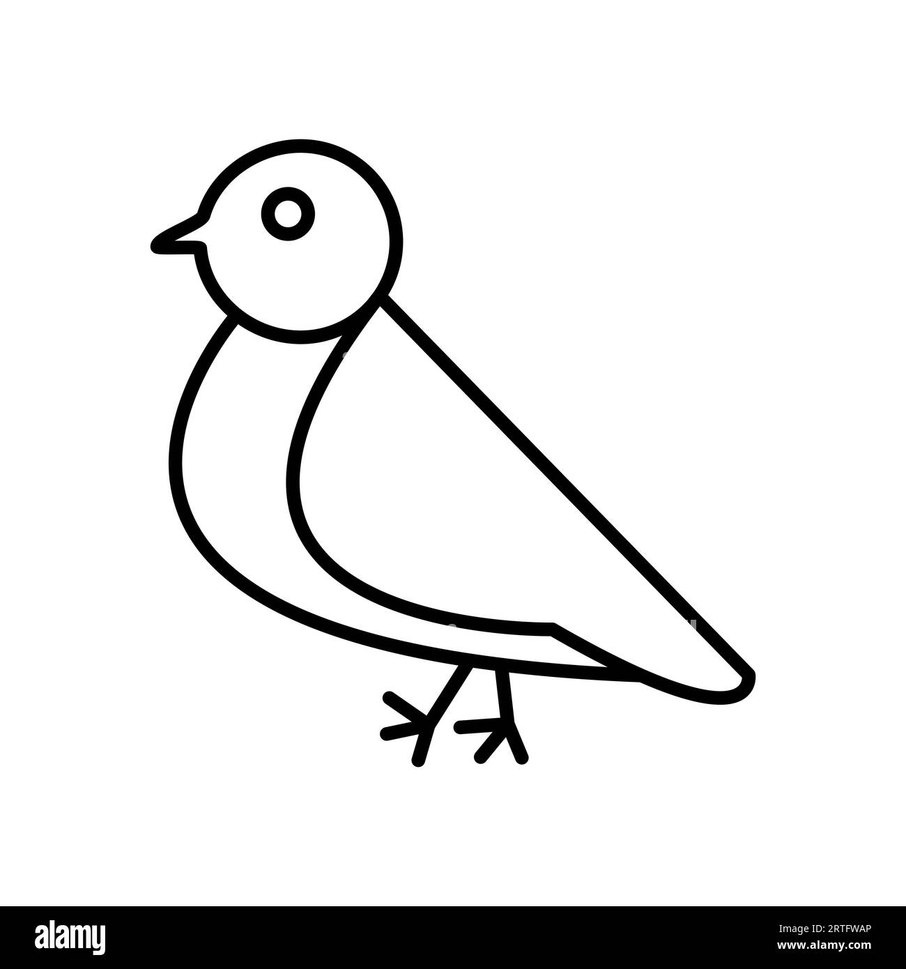 Noir et blanc petite icône linéaire simple d'un beau bullfinch festif de Noël du nouvel an, petit oiseau sur fond blanc. Illustration vectorielle. Illustration de Vecteur