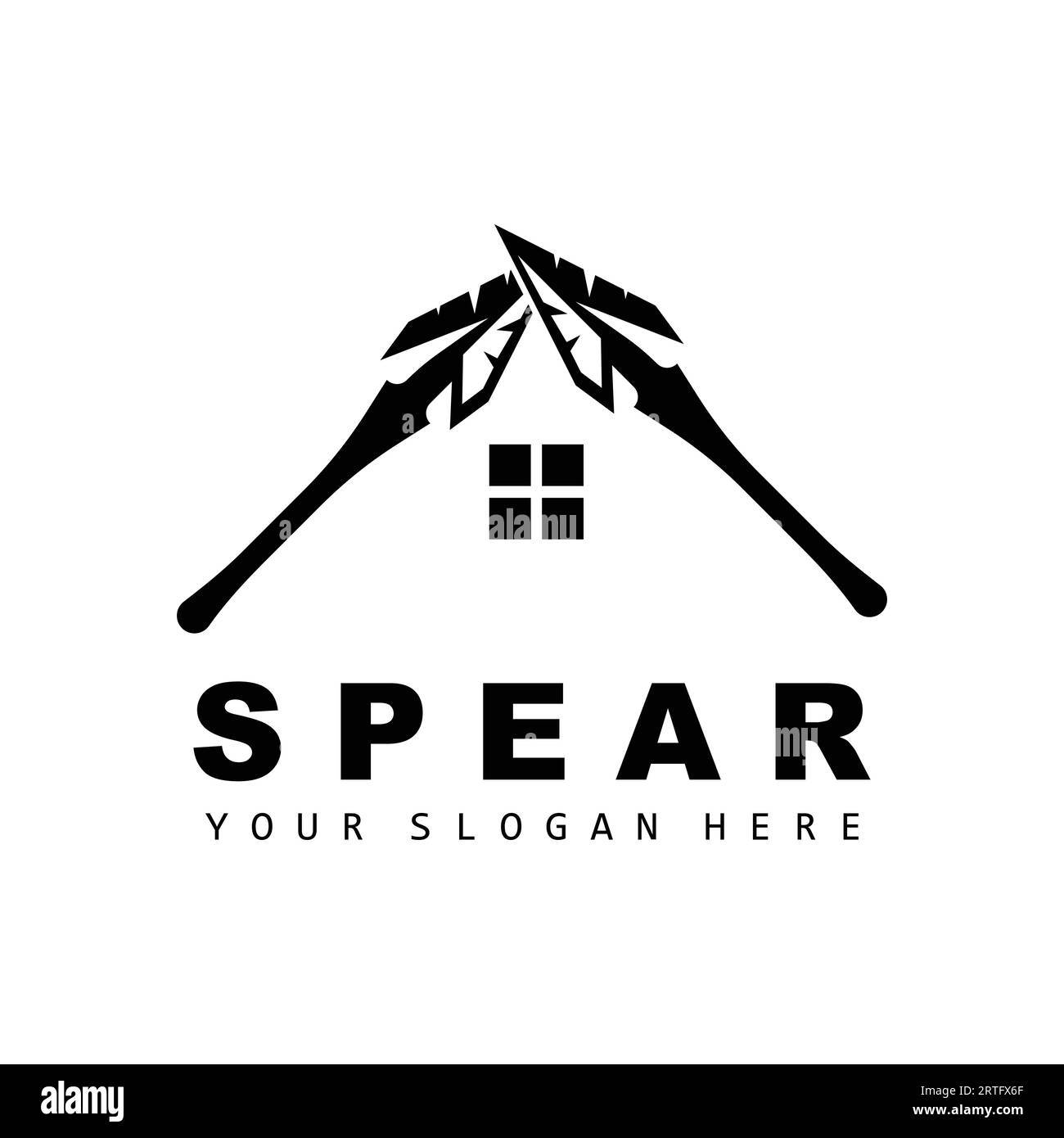 Logo Spear, conception d'équipement de chasse, arme de guerre d'flèche, vecteur de marque de produit Illustration de Vecteur