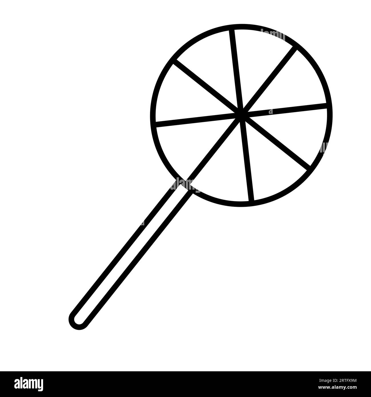 Noir et blanc petite icône linéaire simple d'une belle friandise festive de Noël du nouvel an, un long bonbon rond rayé sur un bâton sur un backgroun blanc Illustration de Vecteur