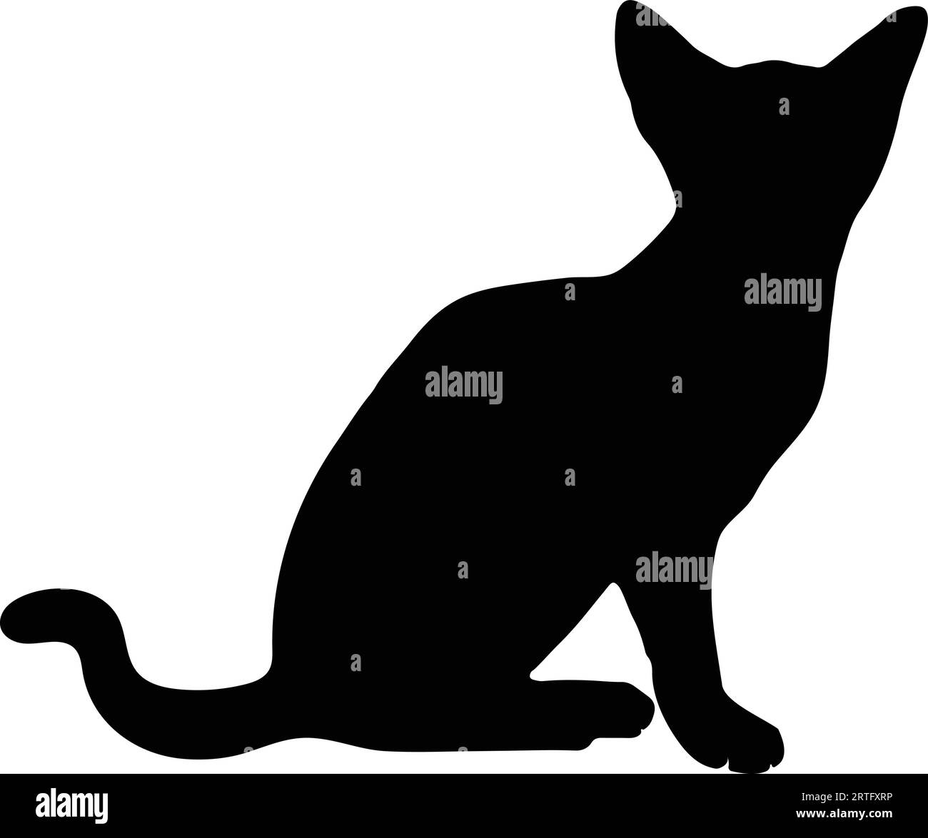 Silhouette de chat assis sur fond blanc Illustration de Vecteur
