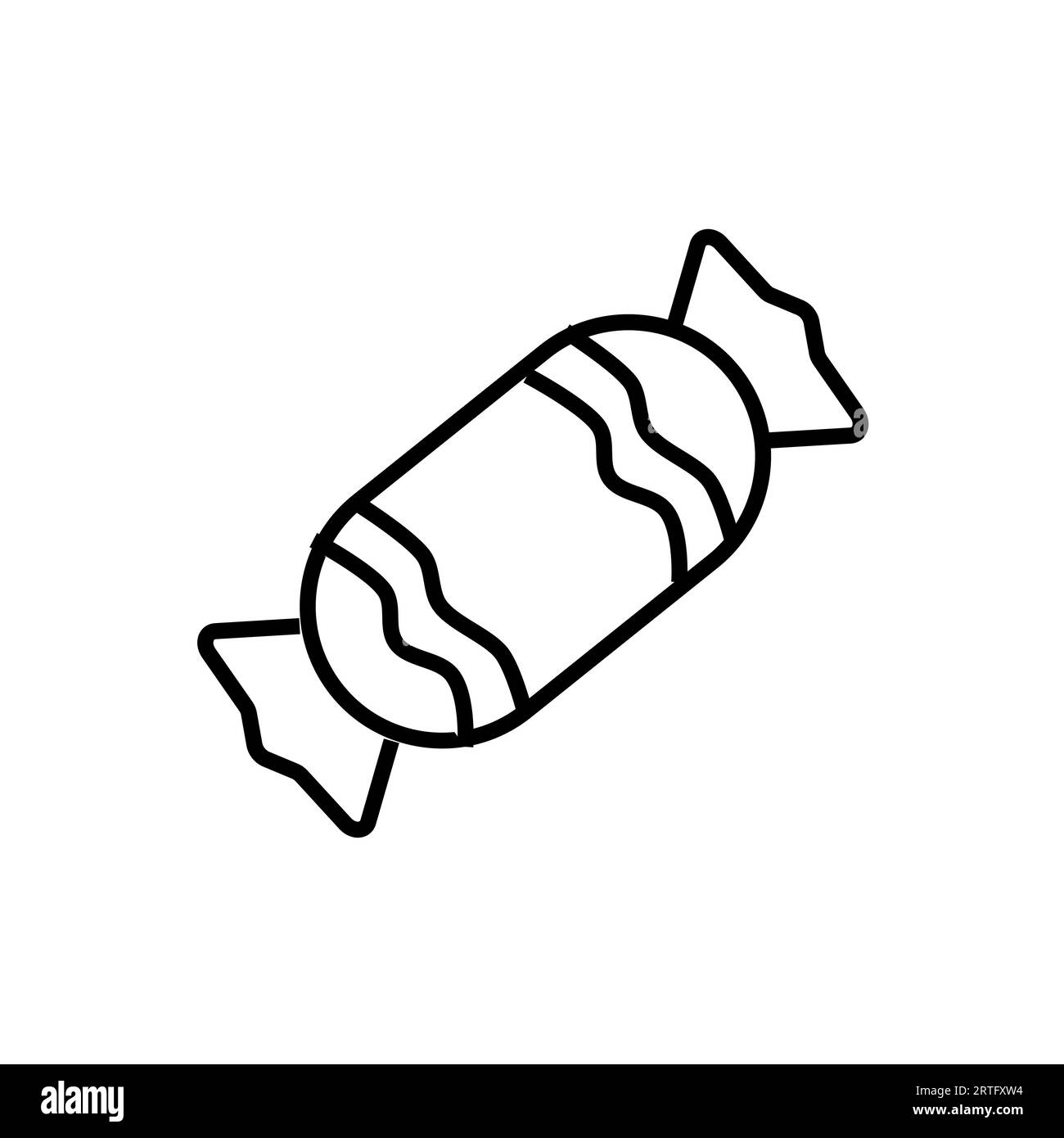 Noir et blanc petite icône linéaire simple d'une belle gâterie de Noël festive du nouvel an, bonbons dans un emballage sur un fond blanc. Vector illustra Illustration de Vecteur