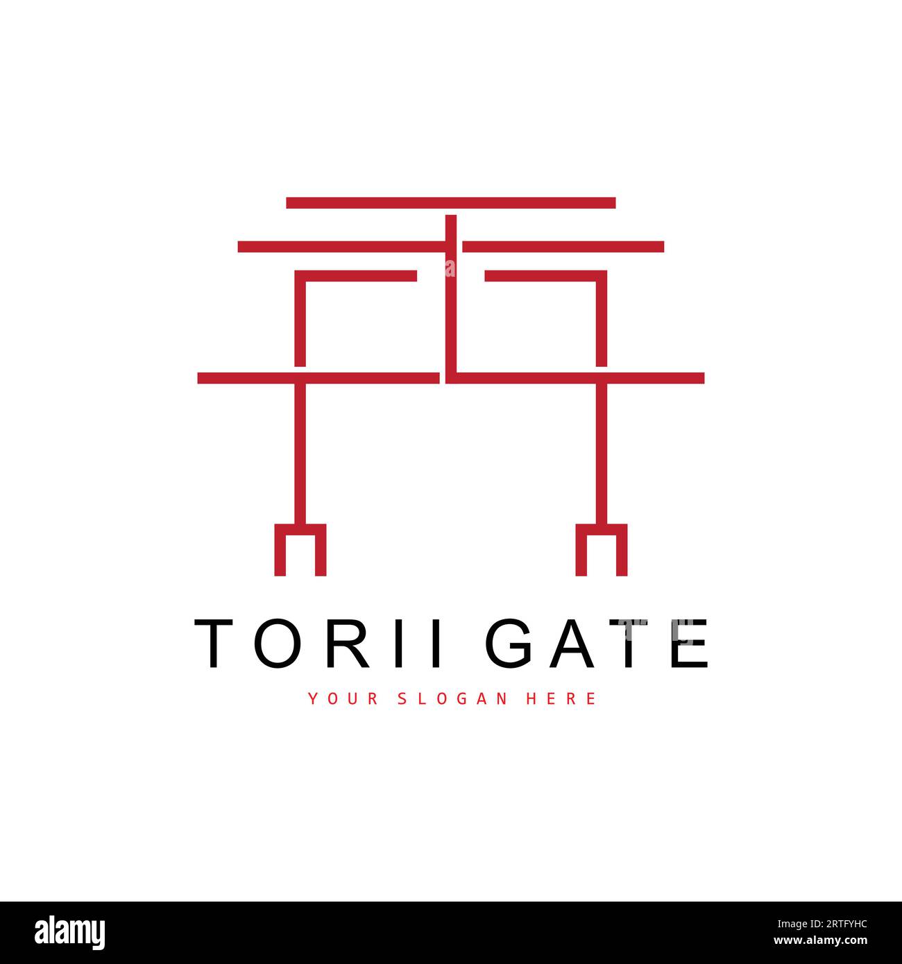Logo de porte de torii, conception de bâtiment japonais, vecteur d'icône de Chine, icône de modèle d'illustration Illustration de Vecteur