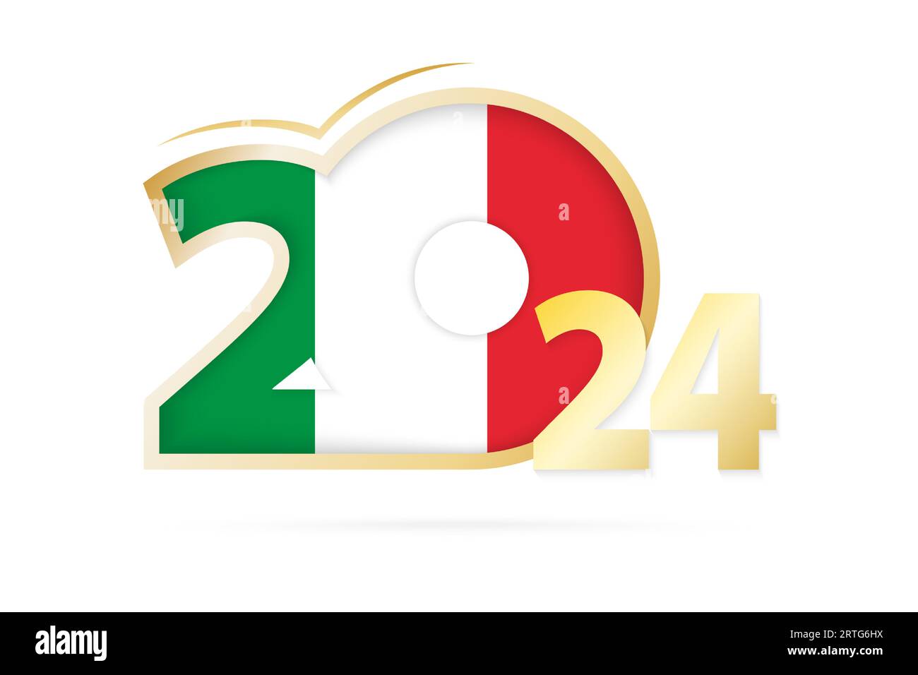 Année 2024 avec motif drapeau italien. Illustration vectorielle. Illustration de Vecteur