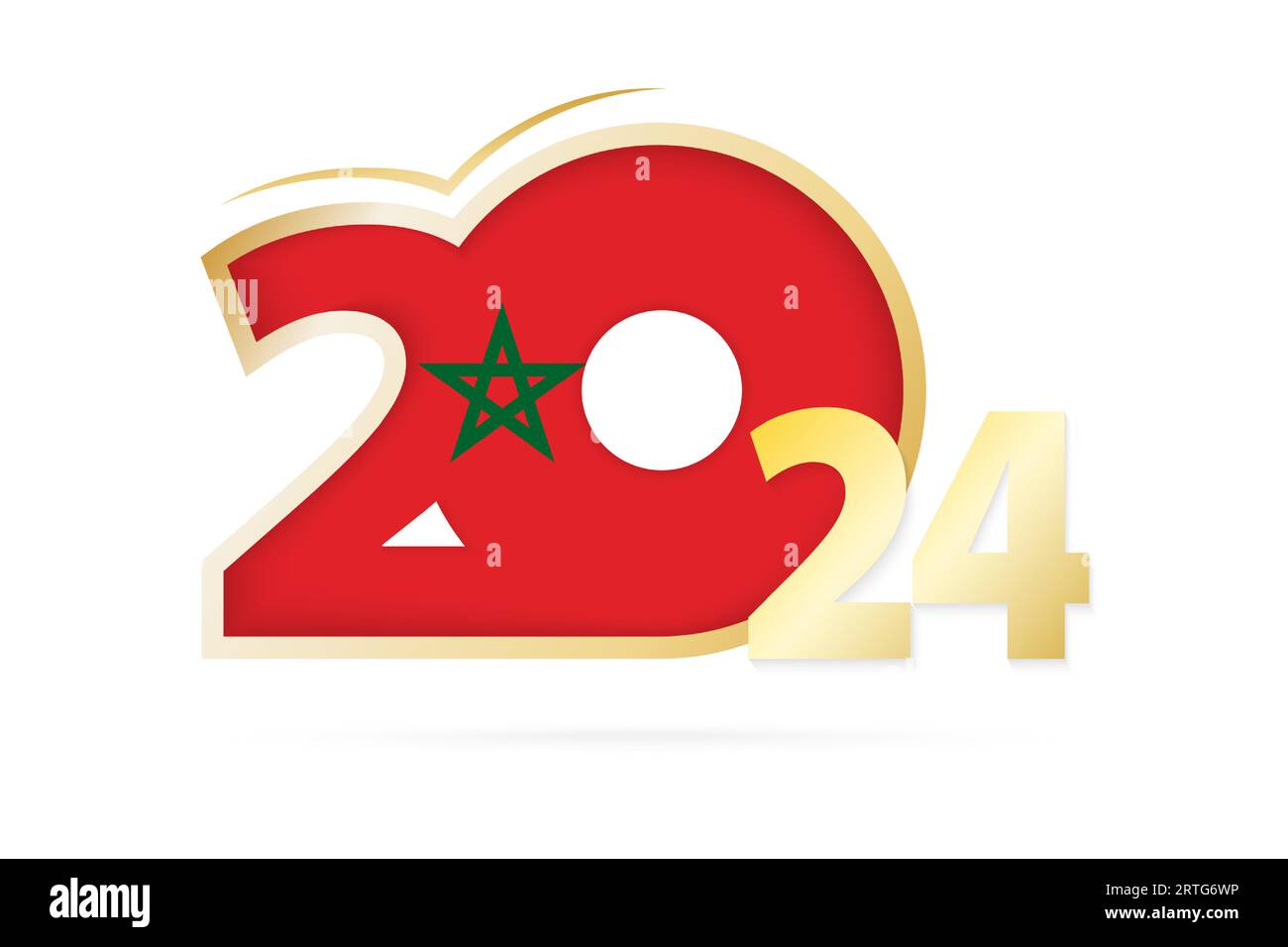 Année 2024 avec motif drapeau Maroc. Illustration vectorielle. Illustration de Vecteur