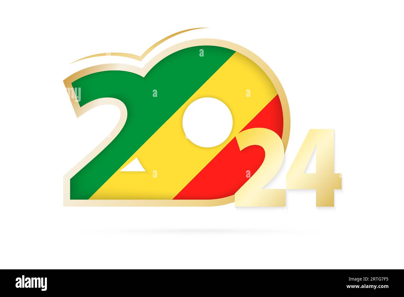 Année 2024 avec motif drapeau Congo. Illustration vectorielle. Illustration de Vecteur