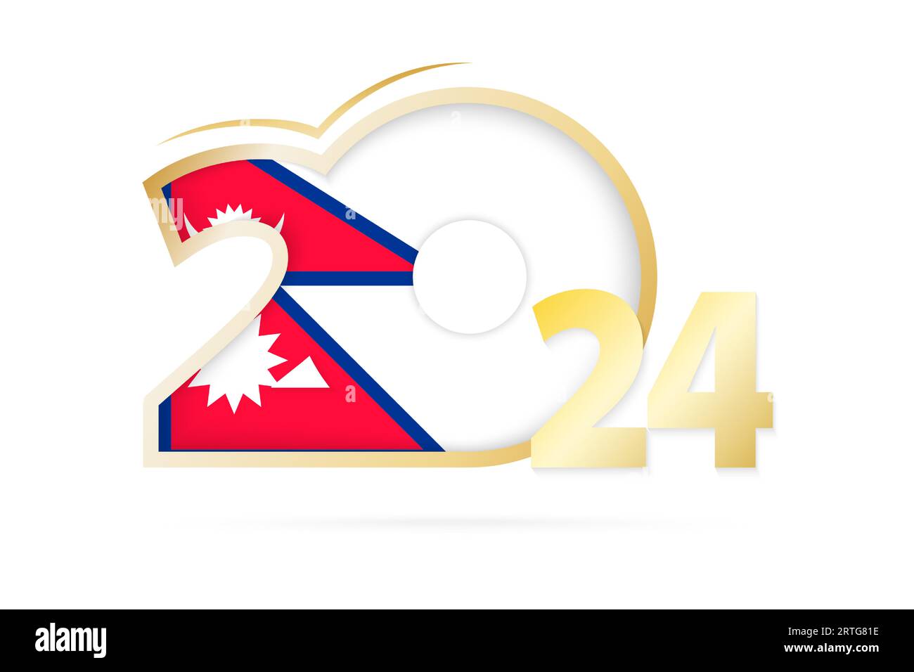 Année 2024 avec motif drapeau du Népal. Illustration vectorielle. Illustration de Vecteur