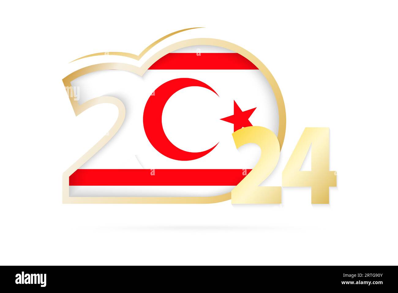 Année 2024 avec motif drapeau de Chypre du Nord. Illustration vectorielle. Illustration de Vecteur