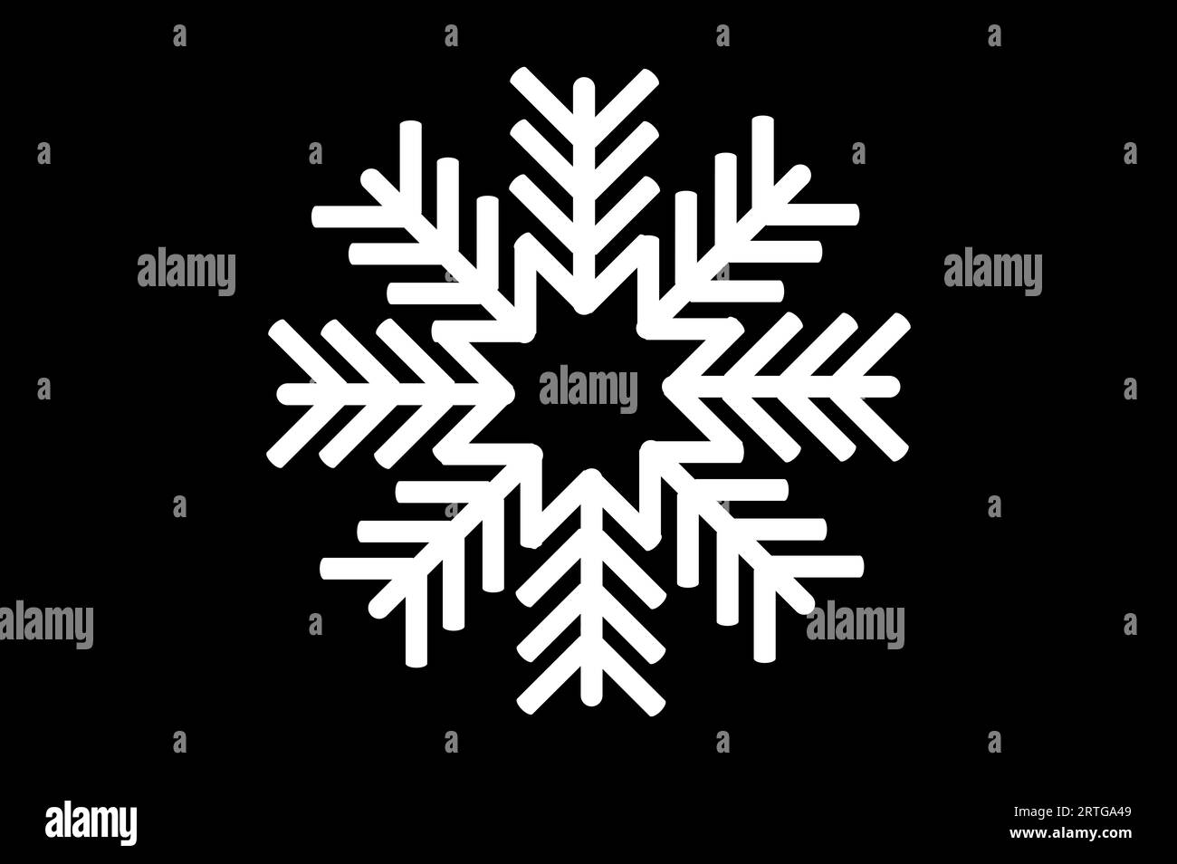 Pictogramme de neige blanche sur fond noir Banque D'Images