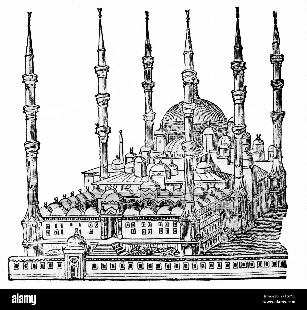 Europa, Türkei, Istanbul ( Konstantinopel ) , die Moschee des Sultan Achmed zu Konstantinopel ( Originaltext ) , Stahlstich aus der Zeitschrift ' Das Pfennig - Magazin ' , vom 4. Mai 1833 . Europe, Turquie, Istanbul (Constantinople), mosquée du Sultan Achmed, gravure sur cuivre de la revue ' Das Pfennig Magazin ' , de 04. 05. 1833 . Banque D'Images