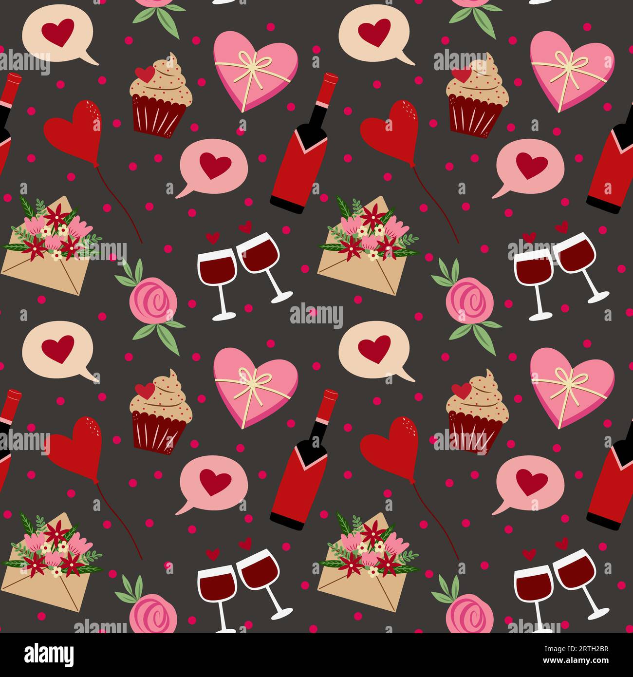 Saint-Valentin Date Night Seamless Pattern Design Banque D'Images