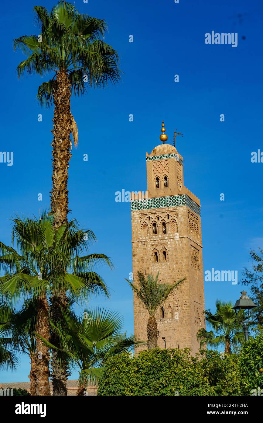 Afrique du Nord. Maroc. Marrakech. Le minaret de la Koutoubia Banque D'Images