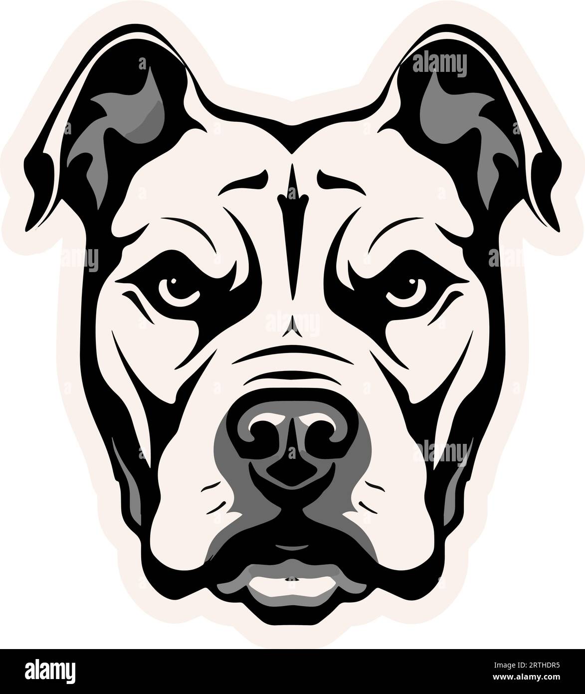 Tête de chien Pitbull. Bulldog. Cool Pit Bull Black Illustration de Vecteur