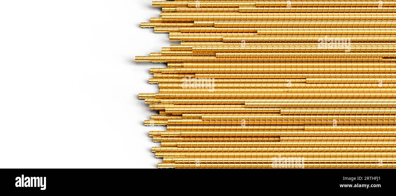 fond 3d de tiges d'or. concept de coût de métal Banque D'Images