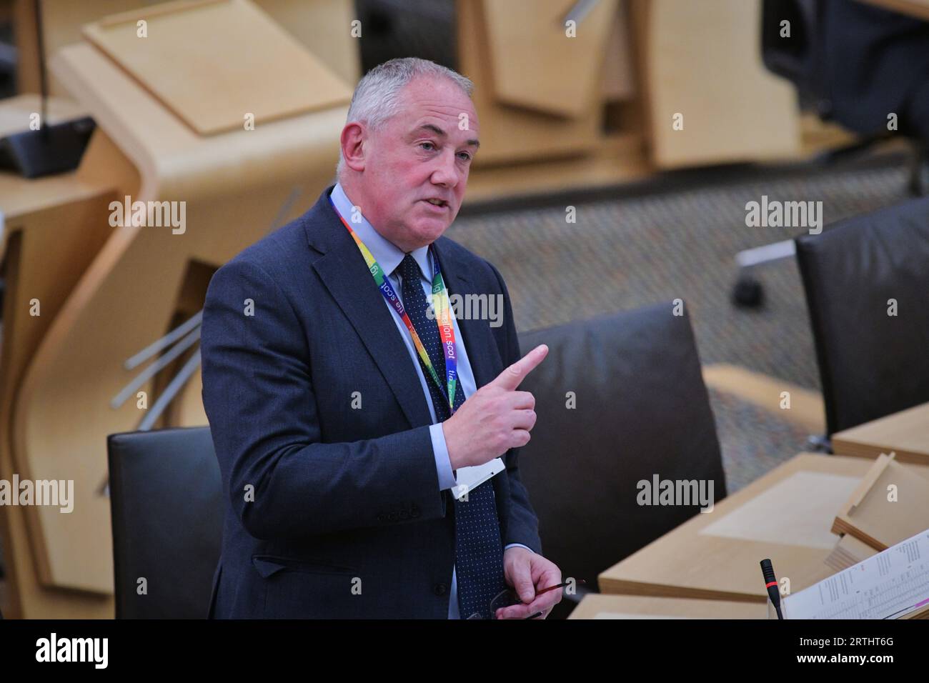 Édimbourg Écosse, Royaume-Uni 13 septembre 2023. Le ministre du logement du gouvernement écossais Paul McLennan lors du débat du Parti conservateur et unioniste écossais sur la pause du programme de licences à court terme au Parlement écossais. crédit sst/alamy live news Banque D'Images