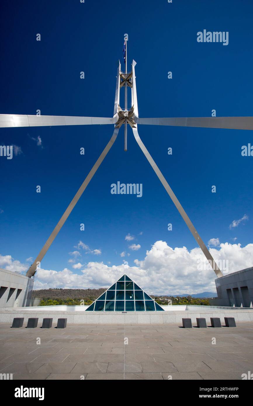 La magnifique architecture du Parlement de l'Australie à Canberra, Territoire de la capitale australienne, Australie Banque D'Images