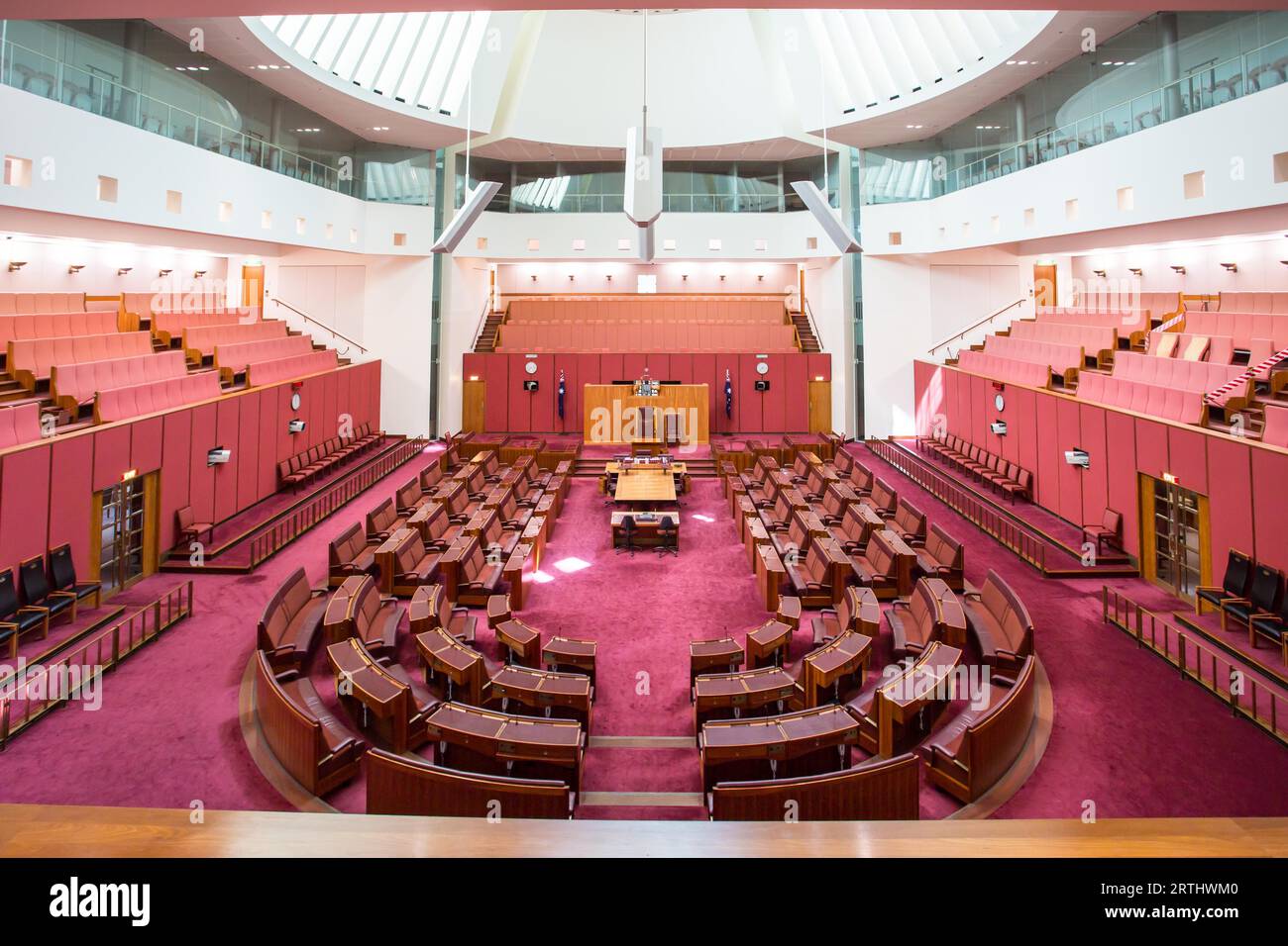CANBERRA, AUSTRALIE, 25 MARS 2016 : vue intérieure du Sénat australien au Parlement, Canberra, Australie Banque D'Images
