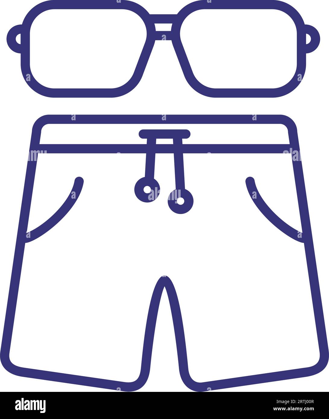 Lunettes de soleil et short line icône Illustration de Vecteur