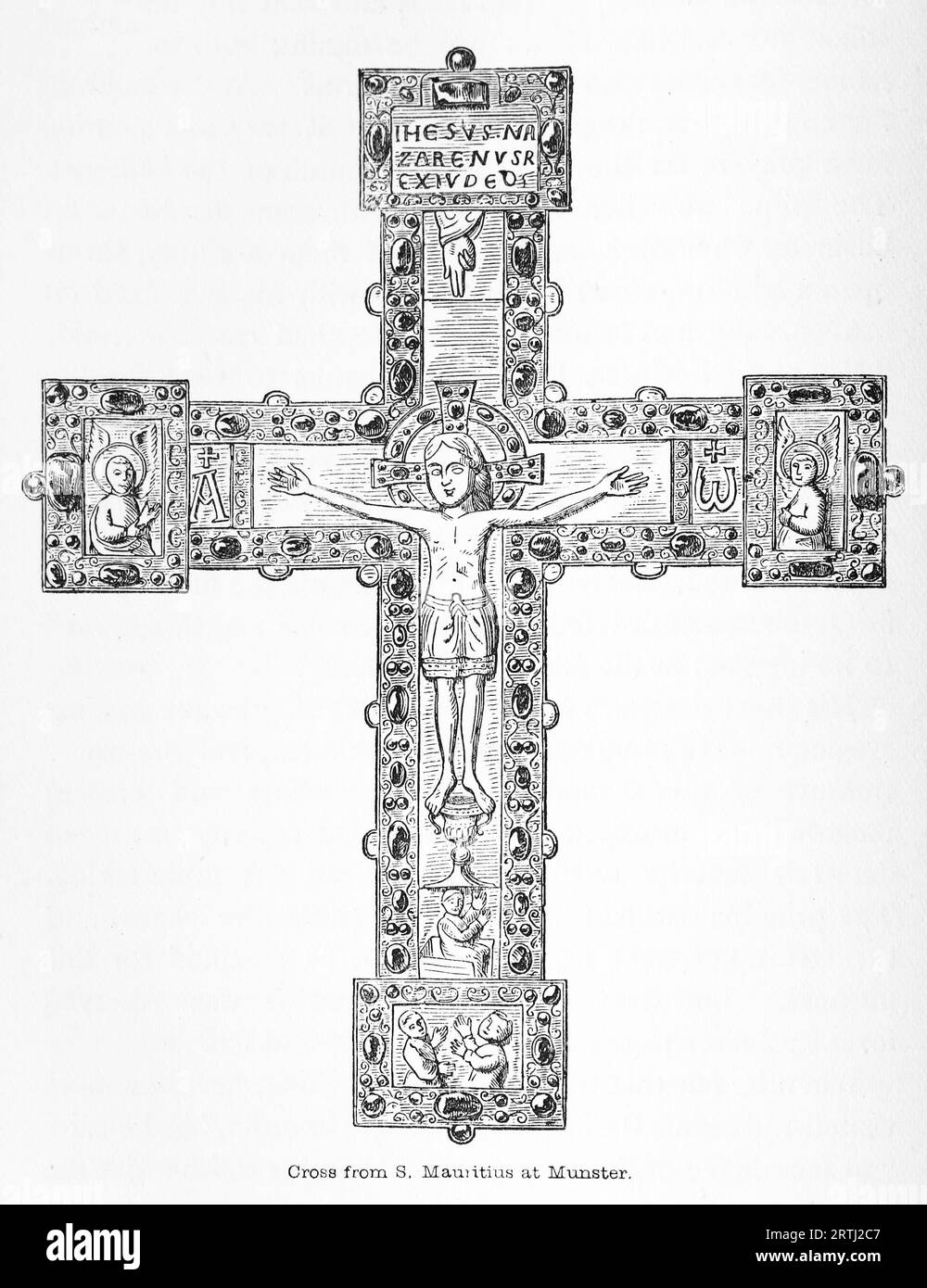 Traversez St. Maurice à Munster. Gravure de vies des Saints (mai) de Sabin Baring-Gould, 1897. Banque D'Images
